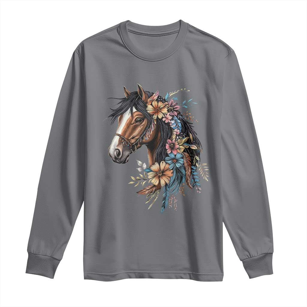 Floral Wild Horse Country Horse Riding Long Sleeve Shirt