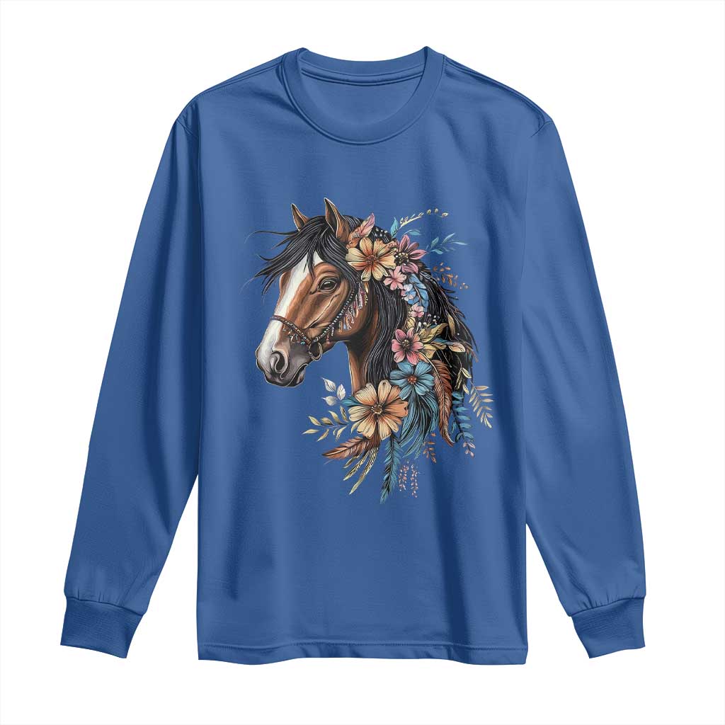 Floral Wild Horse Country Horse Riding Long Sleeve Shirt