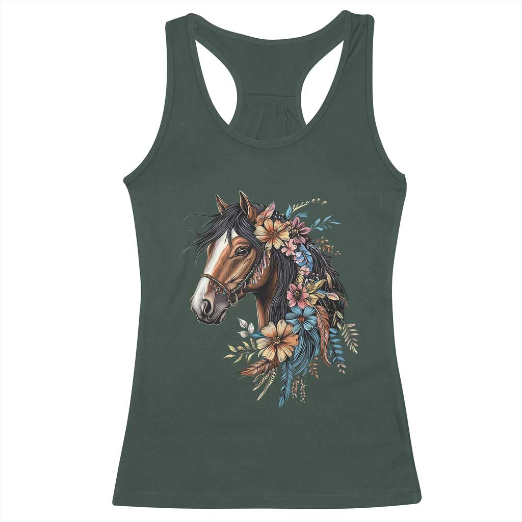 Floral Wild Horse Country Horse Riding Racerback Tank Top