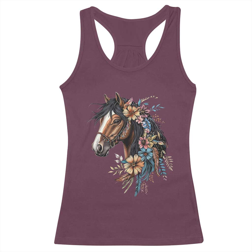 Floral Wild Horse Country Horse Riding Racerback Tank Top