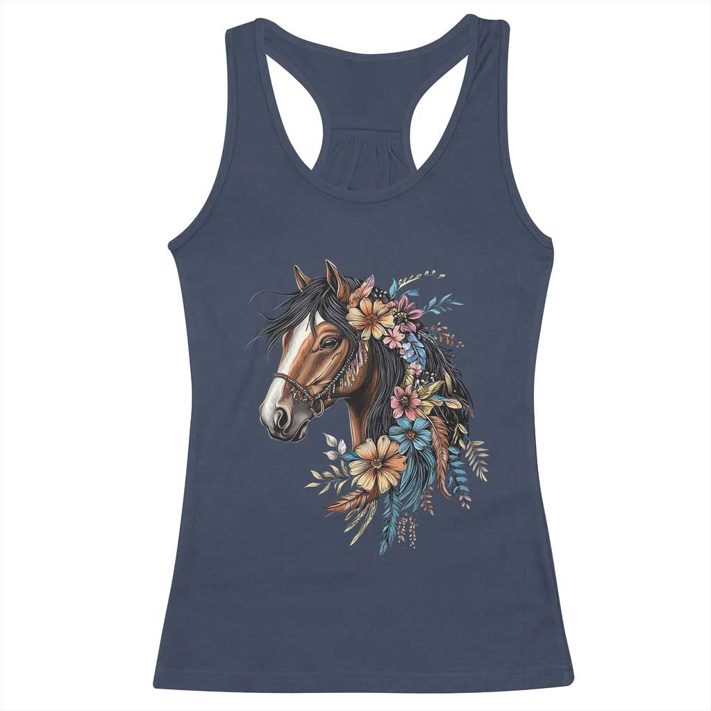 Floral Wild Horse Country Horse Riding Racerback Tank Top