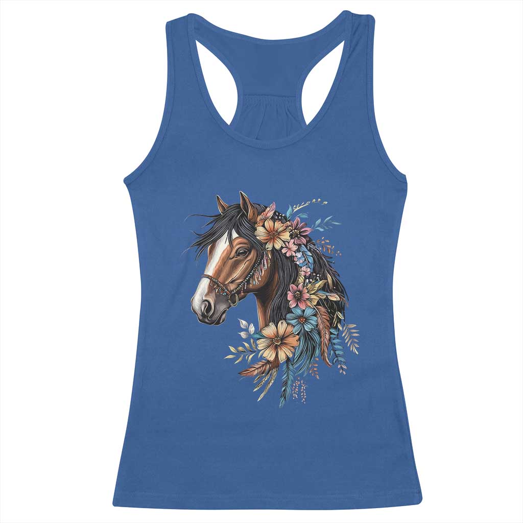 Floral Wild Horse Country Horse Riding Racerback Tank Top