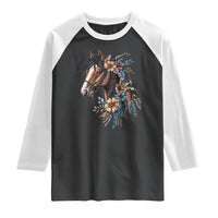 Floral Wild Horse Country Horse Riding Raglan Shirt