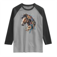Floral Wild Horse Country Horse Riding Raglan Shirt