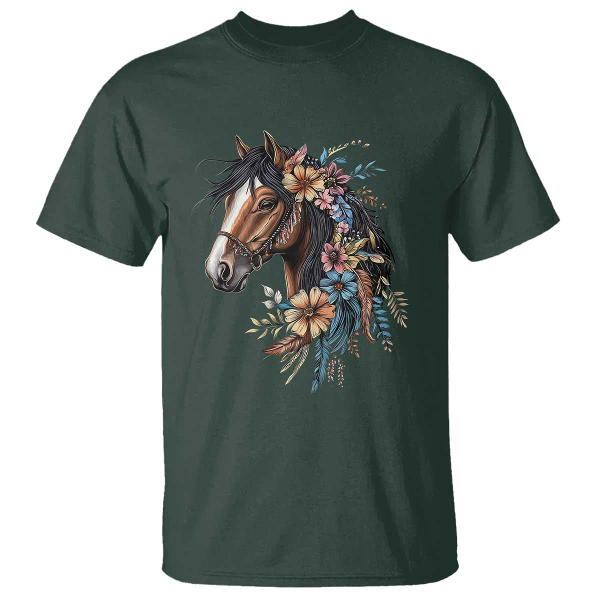 Floral Wild Horse Country Horse Riding T Shirt