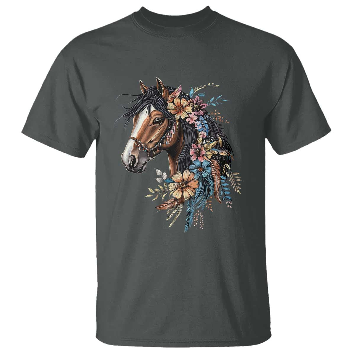 Floral Wild Horse Country Horse Riding T Shirt