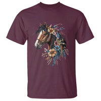 Floral Wild Horse Country Horse Riding T Shirt