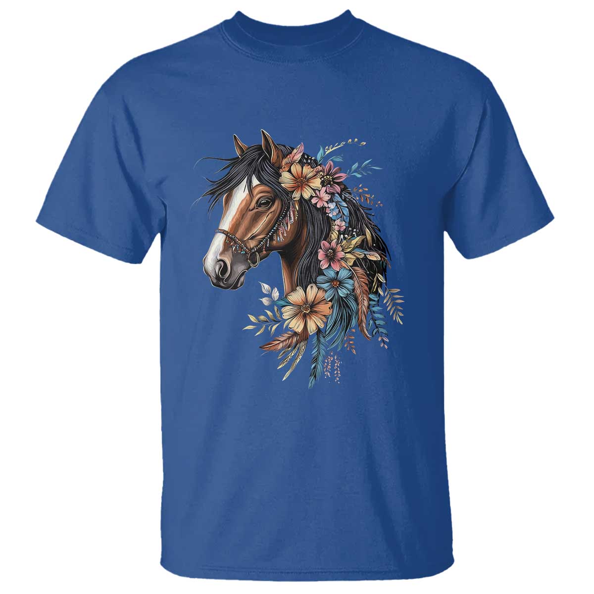 Floral Wild Horse Country Horse Riding T Shirt