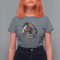 Floral Wild Horse Country Horse Riding T Shirt For Women