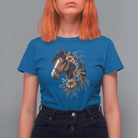 Floral Wild Horse Country Horse Riding T Shirt For Women