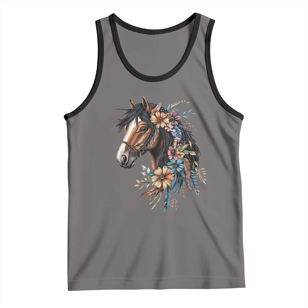 Floral Wild Horse Country Horse Riding Tank Top