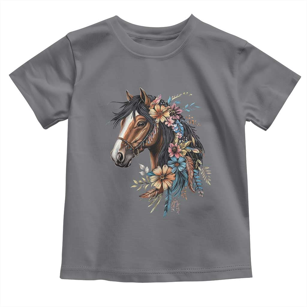 Floral Wild Horse Country Horse Riding Toddler T Shirt