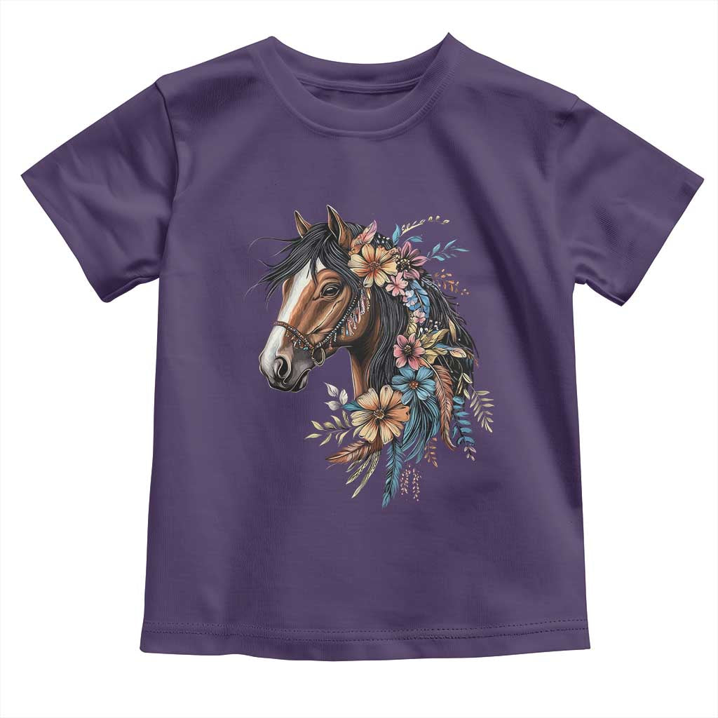 Floral Wild Horse Country Horse Riding Toddler T Shirt