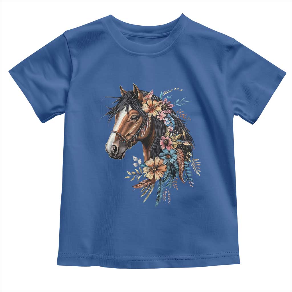 Floral Wild Horse Country Horse Riding Toddler T Shirt