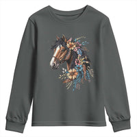 Floral Wild Horse Country Horse Riding Youth Sweatshirt