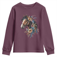 Floral Wild Horse Country Horse Riding Youth Sweatshirt