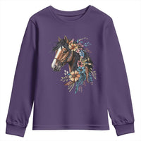 Floral Wild Horse Country Horse Riding Youth Sweatshirt