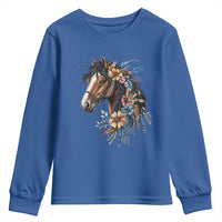 Floral Wild Horse Country Horse Riding Youth Sweatshirt