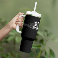 Funny Bold Badass Superhuman Tumbler With Handle Sarcastic Old Man Fathers Day