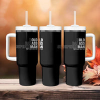 Funny Bold Badass Superhuman Tumbler With Handle Sarcastic Old Man Fathers Day