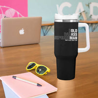 Funny Bold Badass Superhuman Tumbler With Handle Sarcastic Old Man Fathers Day