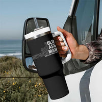 Funny Bold Badass Superhuman Tumbler With Handle Sarcastic Old Man Fathers Day