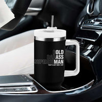 Funny Bold Badass Superhuman Tumbler With Handle Sarcastic Old Man Fathers Day