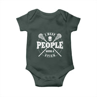 Funny Lacrosse Lax Baby Onesie I Beat People With A Stick Skull