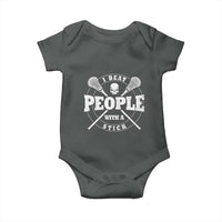Funny Lacrosse Lax Baby Onesie I Beat People With A Stick Skull