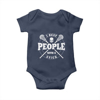 Funny Lacrosse Lax Baby Onesie I Beat People With A Stick Skull