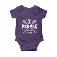 Funny Lacrosse Lax Baby Onesie I Beat People With A Stick Skull