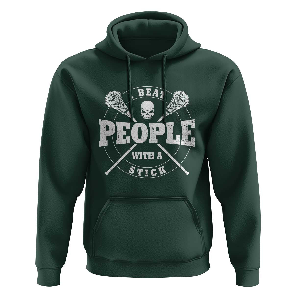 Funny Lacrosse Lax Hoodie I Beat People With A Stick Skull