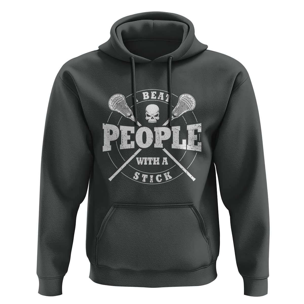 Funny Lacrosse Lax Hoodie I Beat People With A Stick Skull