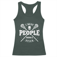 Funny Lacrosse Lax Racerback Tank Top I Beat People With A Stick Skull