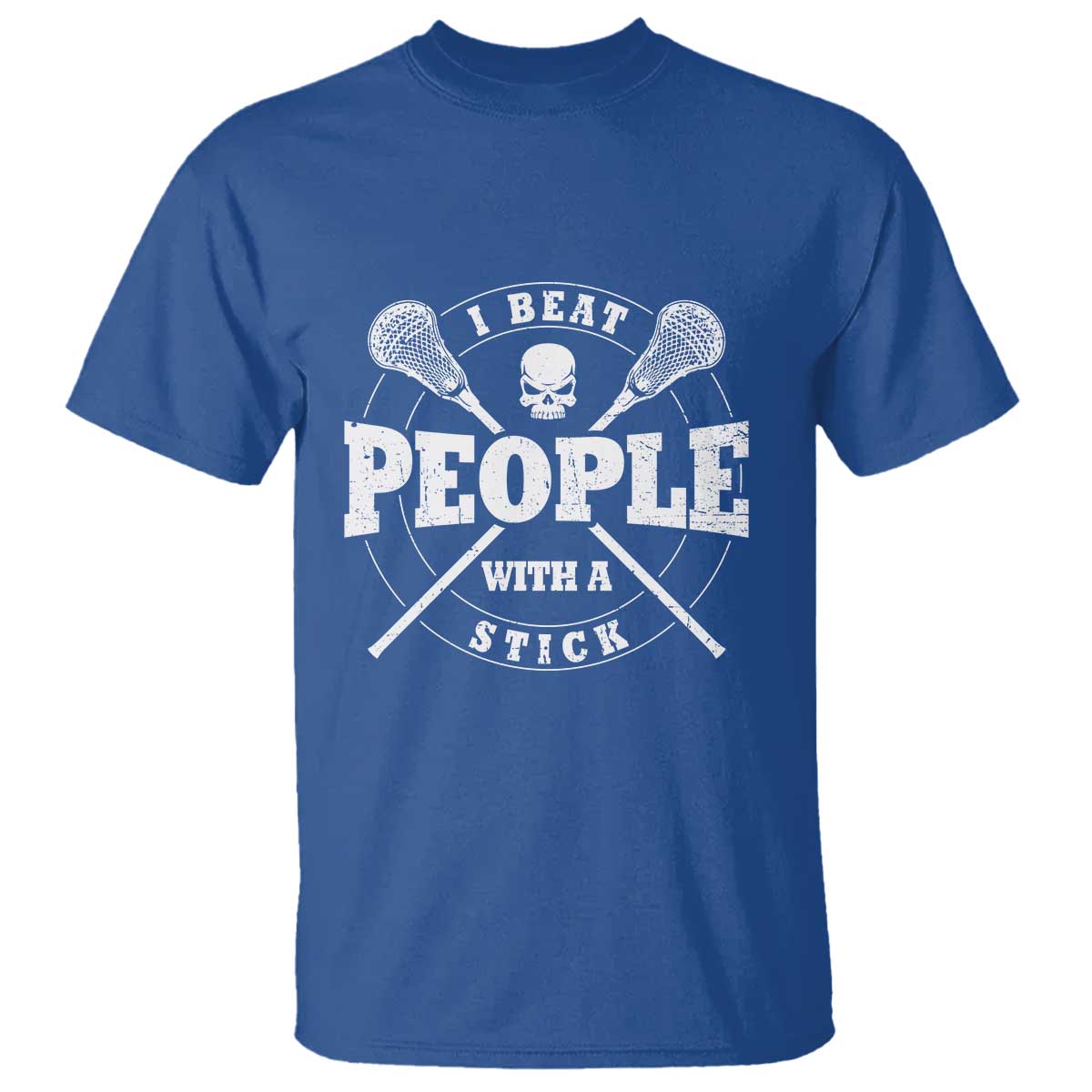 Funny Lacrosse Lax T Shirt I Beat People With A Stick Skull