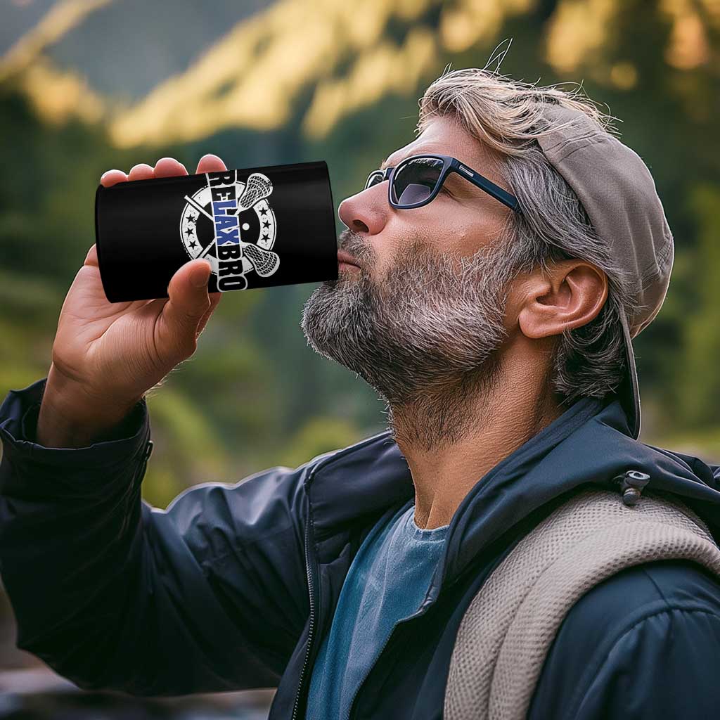 Funny Lax Lover Relax Bro 4 in 1 Can Cooler Tumbler Lacrosse Joke