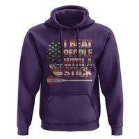 Funny Lacrosse Lax Hoodie I Beat People With A Stick Vintage American Flag