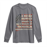 Funny Lacrosse Lax Long Sleeve Shirt I Beat People With A Stick Vintage American Flag