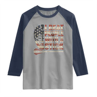 Funny Lacrosse Lax Raglan Shirt I Beat People With A Stick Vintage American Flag