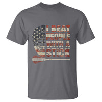 Funny Lacrosse Lax T Shirt I Beat People With A Stick Vintage American Flag