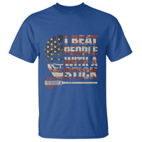 Funny Lacrosse Lax T Shirt I Beat People With A Stick Vintage American Flag