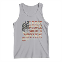 Funny Lacrosse Lax Tank Top I Beat People With A Stick Vintage American Flag