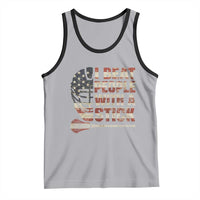 Funny Lacrosse Lax Tank Top I Beat People With A Stick Vintage American Flag