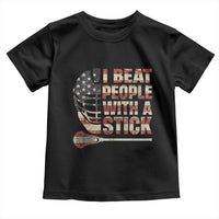 Funny Lacrosse Lax Toddler T Shirt I Beat People With A Stick Vintage American Flag