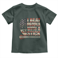 Funny Lacrosse Lax Toddler T Shirt I Beat People With A Stick Vintage American Flag