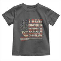 Funny Lacrosse Lax Toddler T Shirt I Beat People With A Stick Vintage American Flag