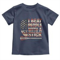 Funny Lacrosse Lax Toddler T Shirt I Beat People With A Stick Vintage American Flag