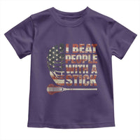 Funny Lacrosse Lax Toddler T Shirt I Beat People With A Stick Vintage American Flag