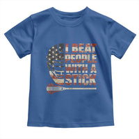 Funny Lacrosse Lax Toddler T Shirt I Beat People With A Stick Vintage American Flag