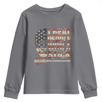 Funny Lacrosse Lax Youth Sweatshirt I Beat People With A Stick Vintage American Flag